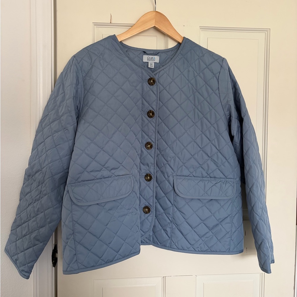 croft & barrow Quilted Button-Front Jacket in Dusty Blue